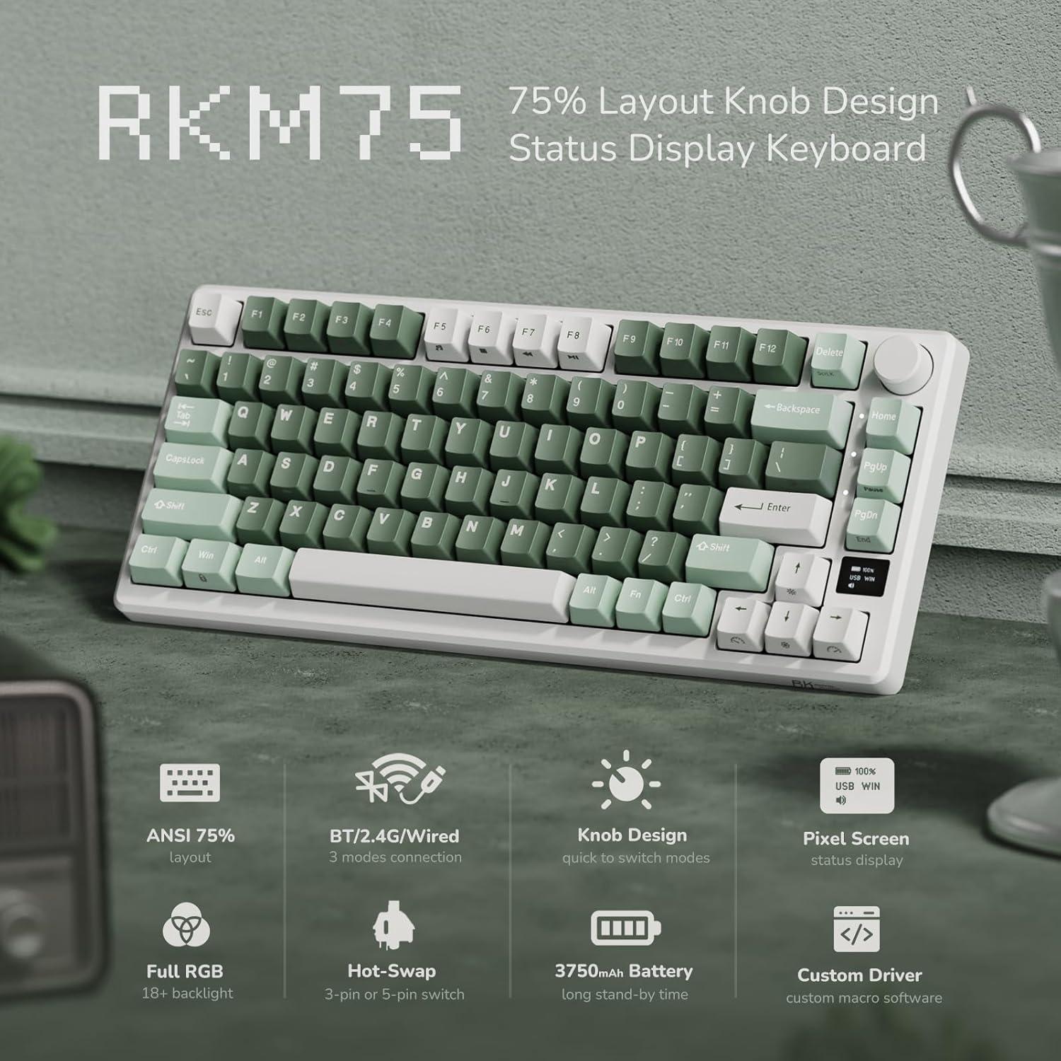 Teclado Mecánico RK ROYAL KLUDGE M75 75% RGB OLED
