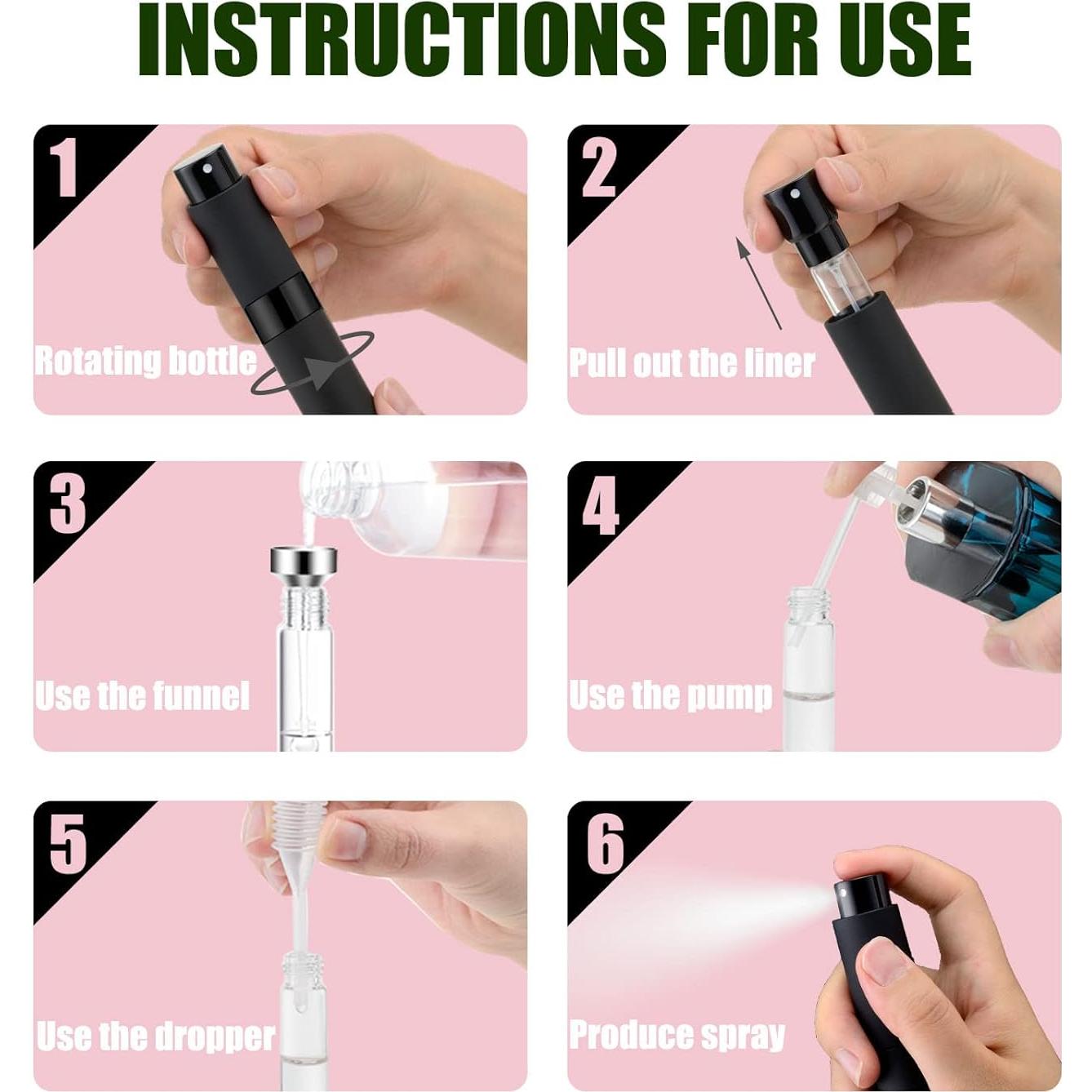 Atomizador de Perfume Mini 8ml Mozzafiato Negro Mate - 3 Piezas