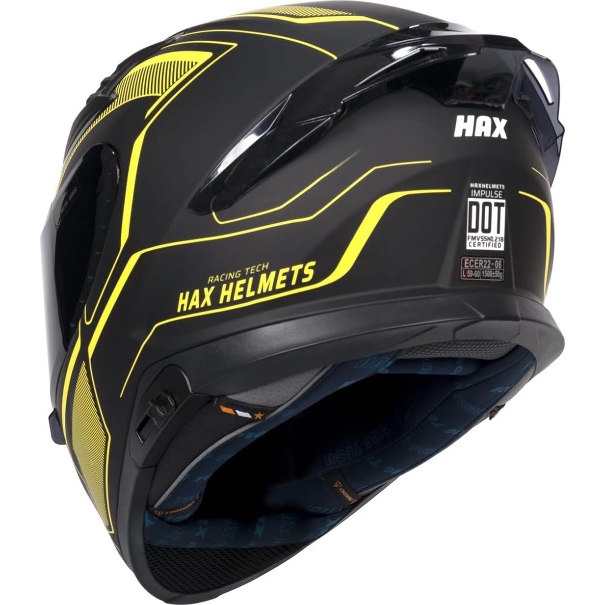 Casco HAX Impulse Doble Ala Amarillo 2.15 kg DOT