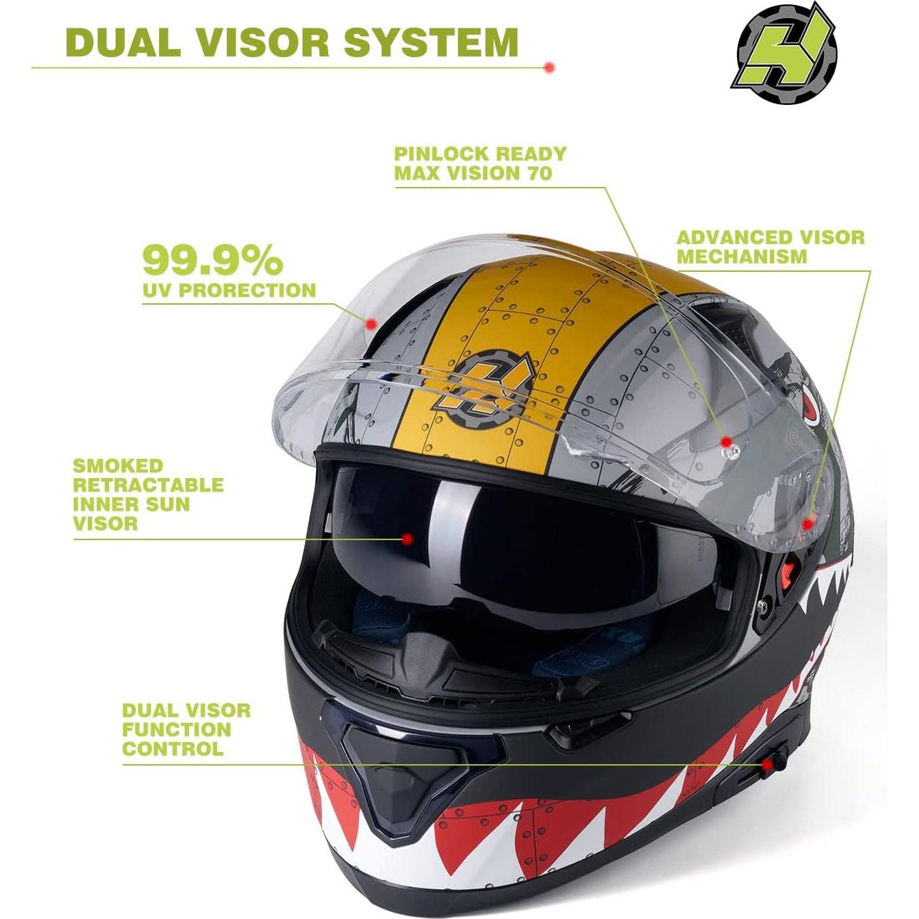Casco HAX Impulse XL Doble Visor y Aprobado DOT