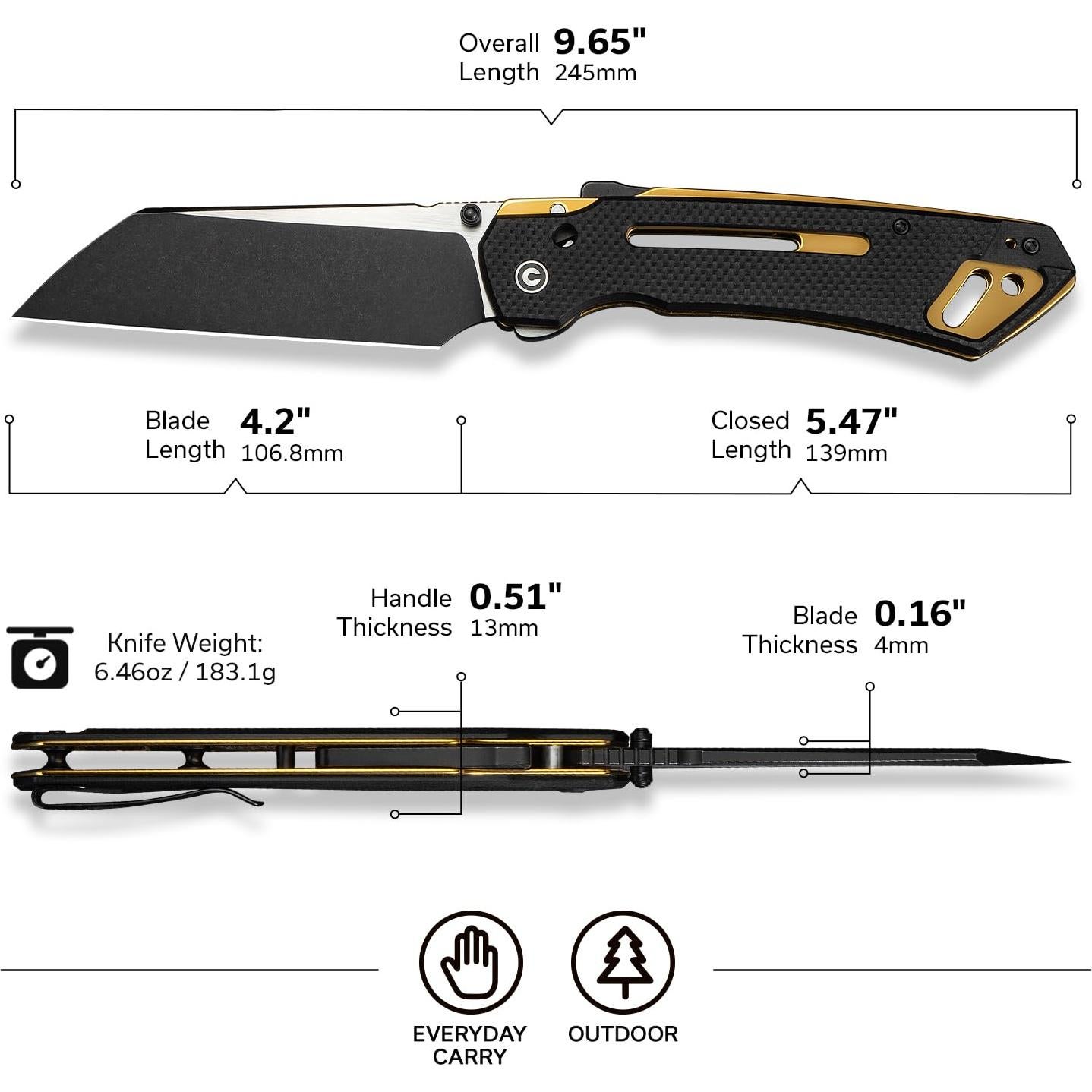 Cuchillo Plegable CIVIVI Buster FG con Hoja Nitro-V 10.67 cm