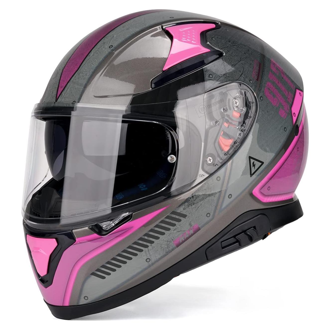 Casco HAX Impulse Rosa Mediano DOT con Visor Anti-Vaho