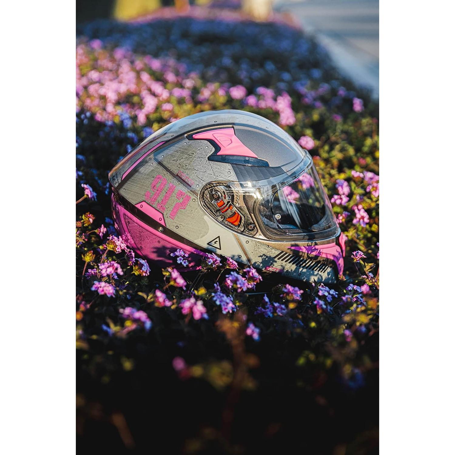 Casco HAX Impulse Rosa Mediano DOT con Visor Anti-Vaho