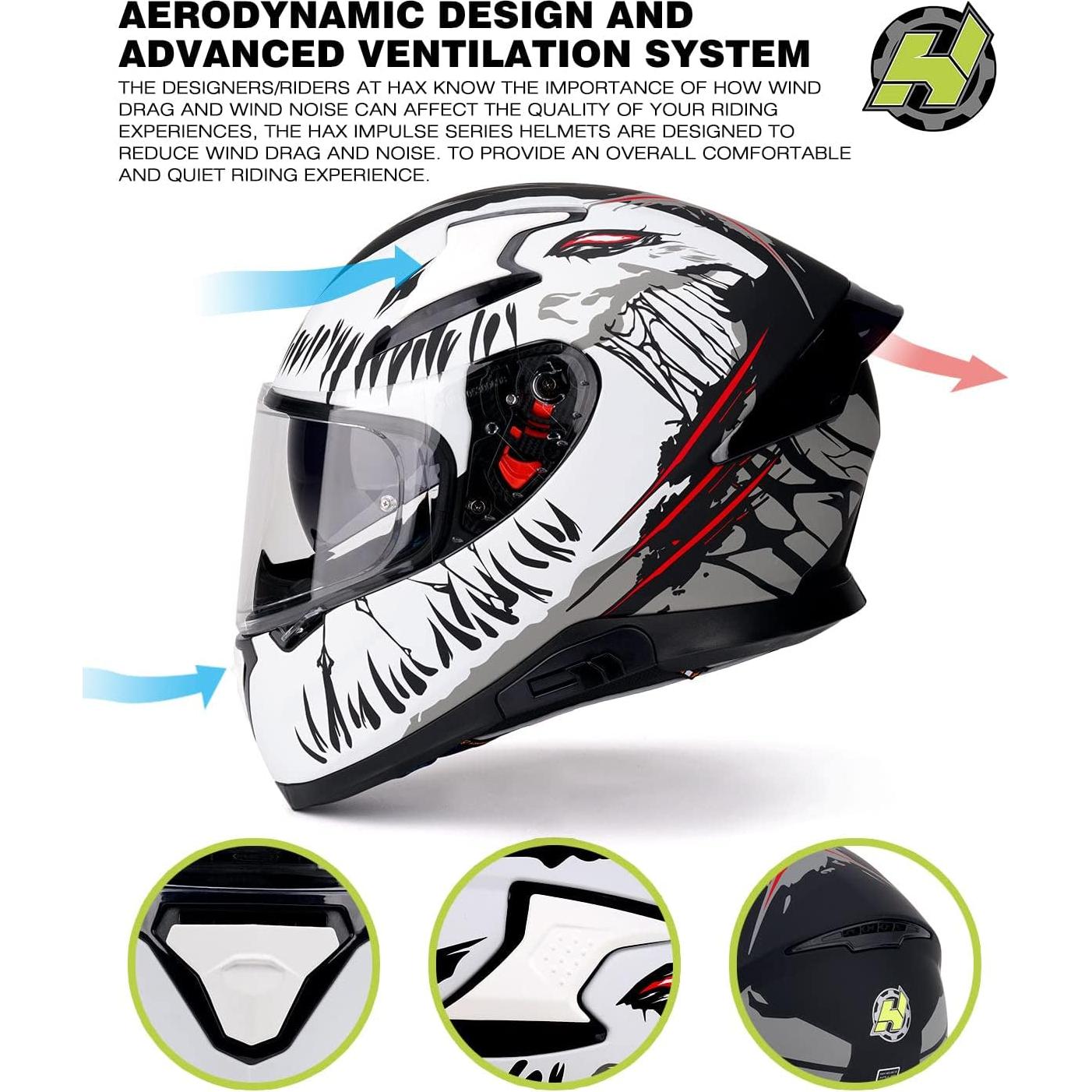 Casco HAX Impulse Blanco L con visor anti-vaho y DOT