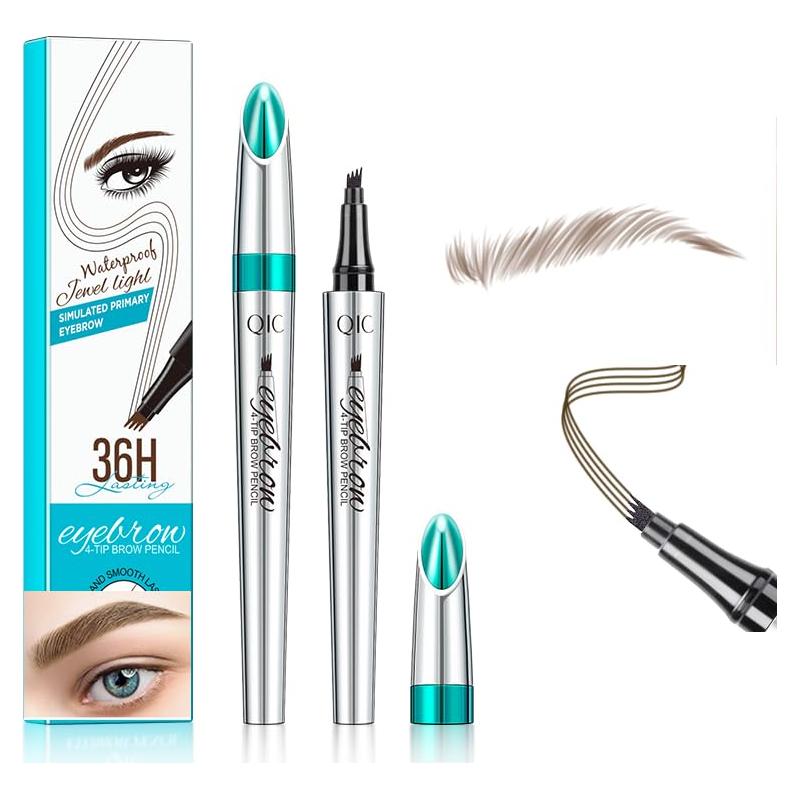 Bolígrafo de Cejas Impermeable Yulinlon 4-Puntas Marrón Oscuro