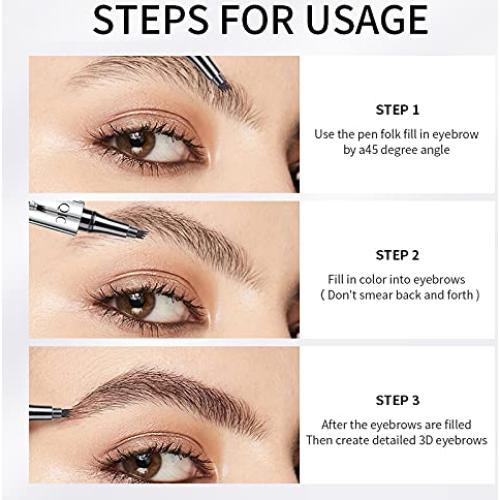 Bolígrafo de Cejas Impermeable Yulinlon 4-Puntas Marrón Oscuro