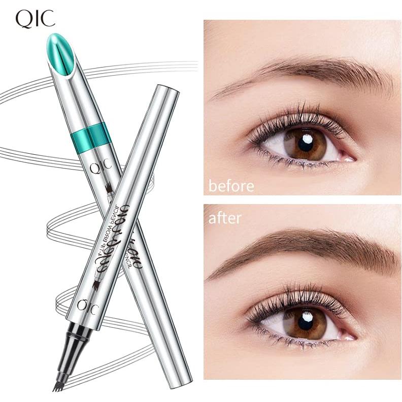 Bolígrafo de Cejas Impermeable Yulinlon 4-Puntas Marrón Oscuro