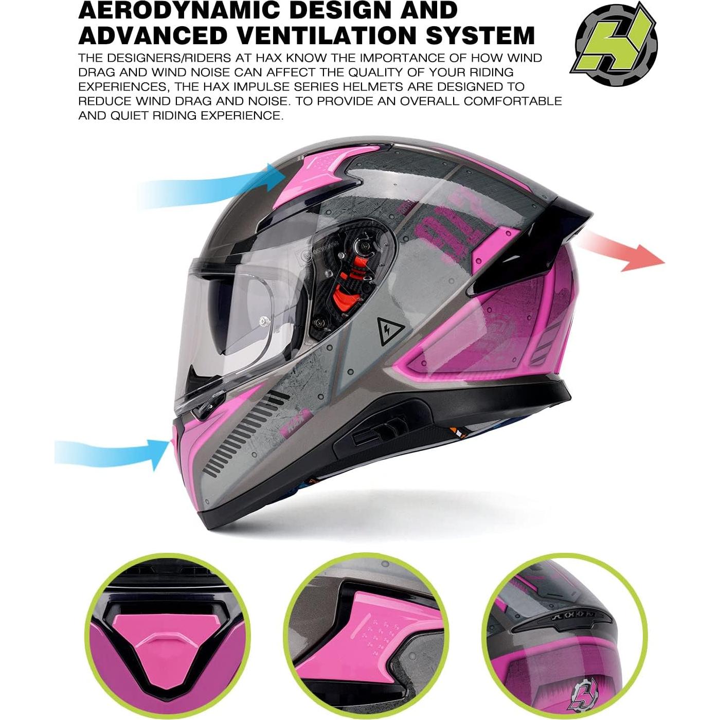 Casco HAX Hax Impulse Duro Aerodinámico Rosa Talla L