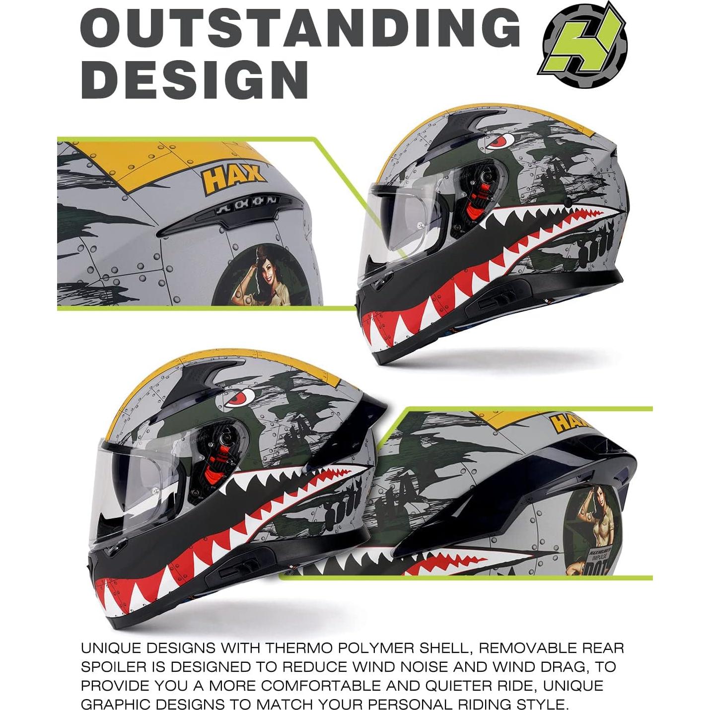 Casco HAX Impulse Spitfire S para motocicleta DOT 2,04 kg