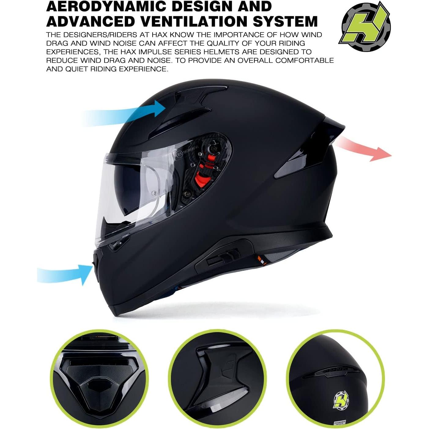Casco HAX Impulse Negro Mate L con Visor Pinlock