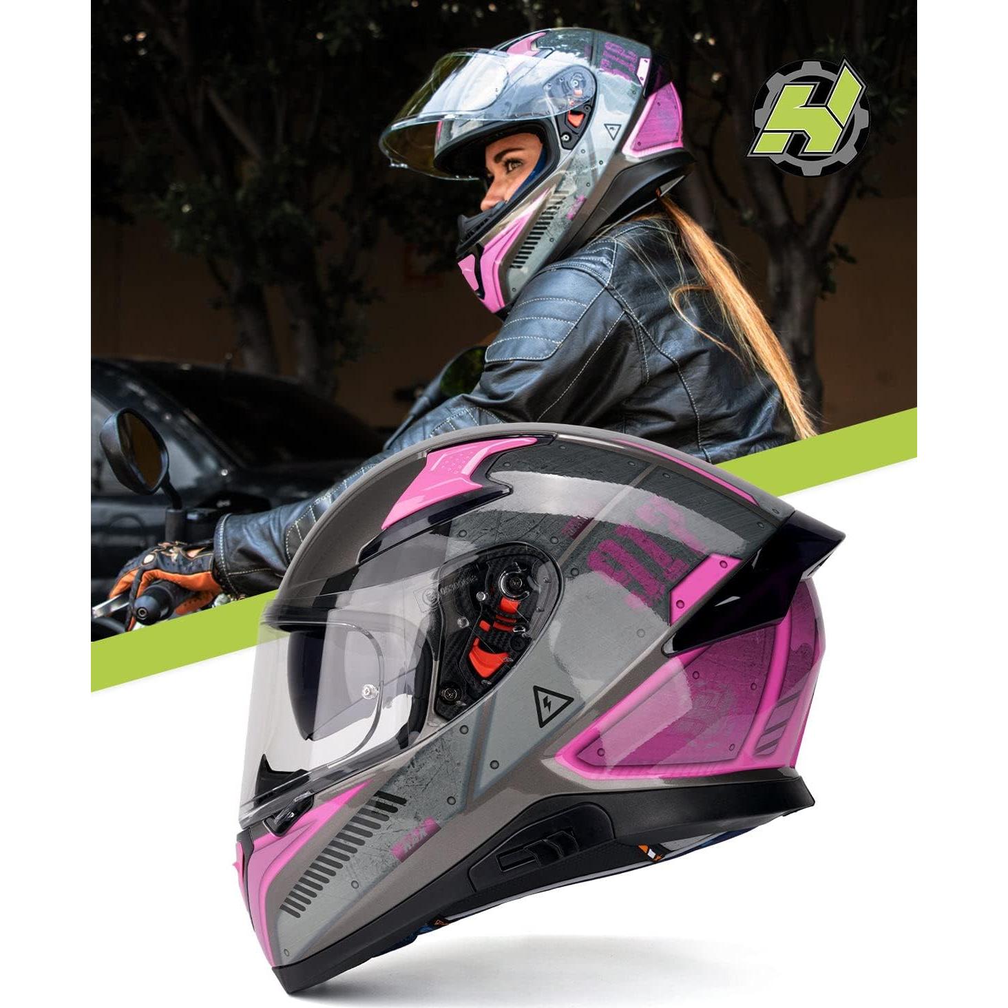 Casco HAX Impulse Doble Visor UV y Pinlock - Droid Pink XL