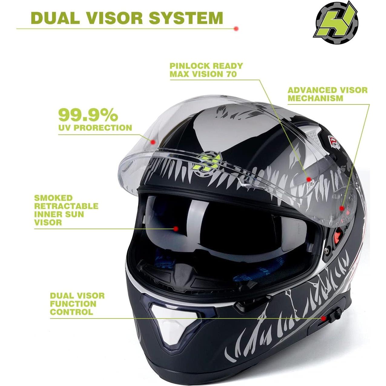 Casco HAX Impulse Mediano Negro DOT con Pinlock