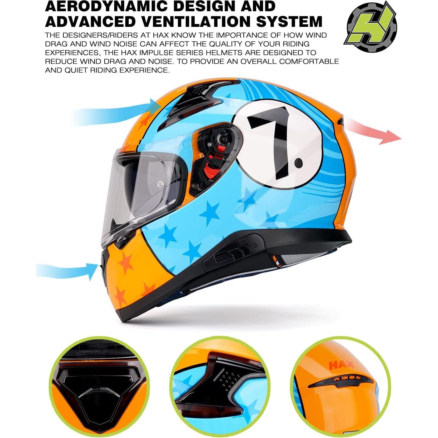 Casco HAX Impulse S para motocicleta con visor Pinlock