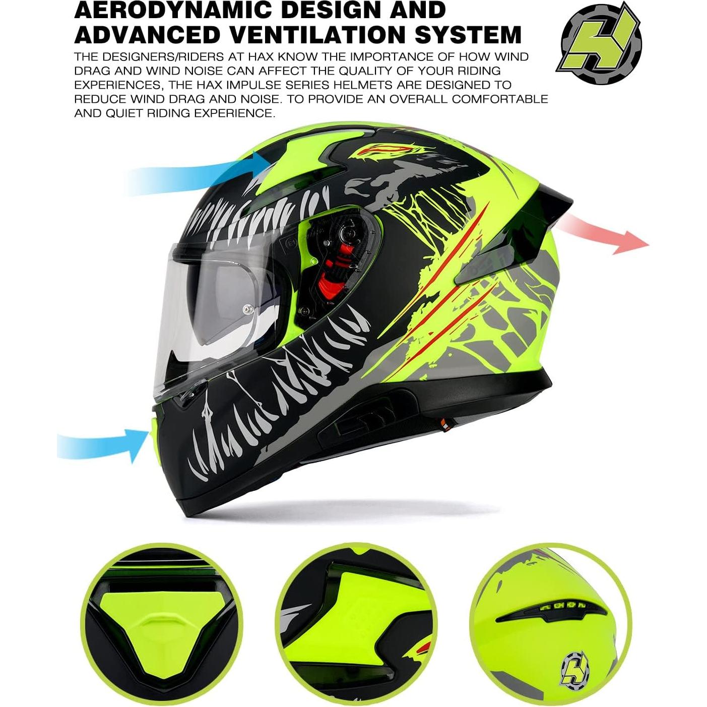 Casco HAX Hax Impulse Amarillo L con visor Pinlock