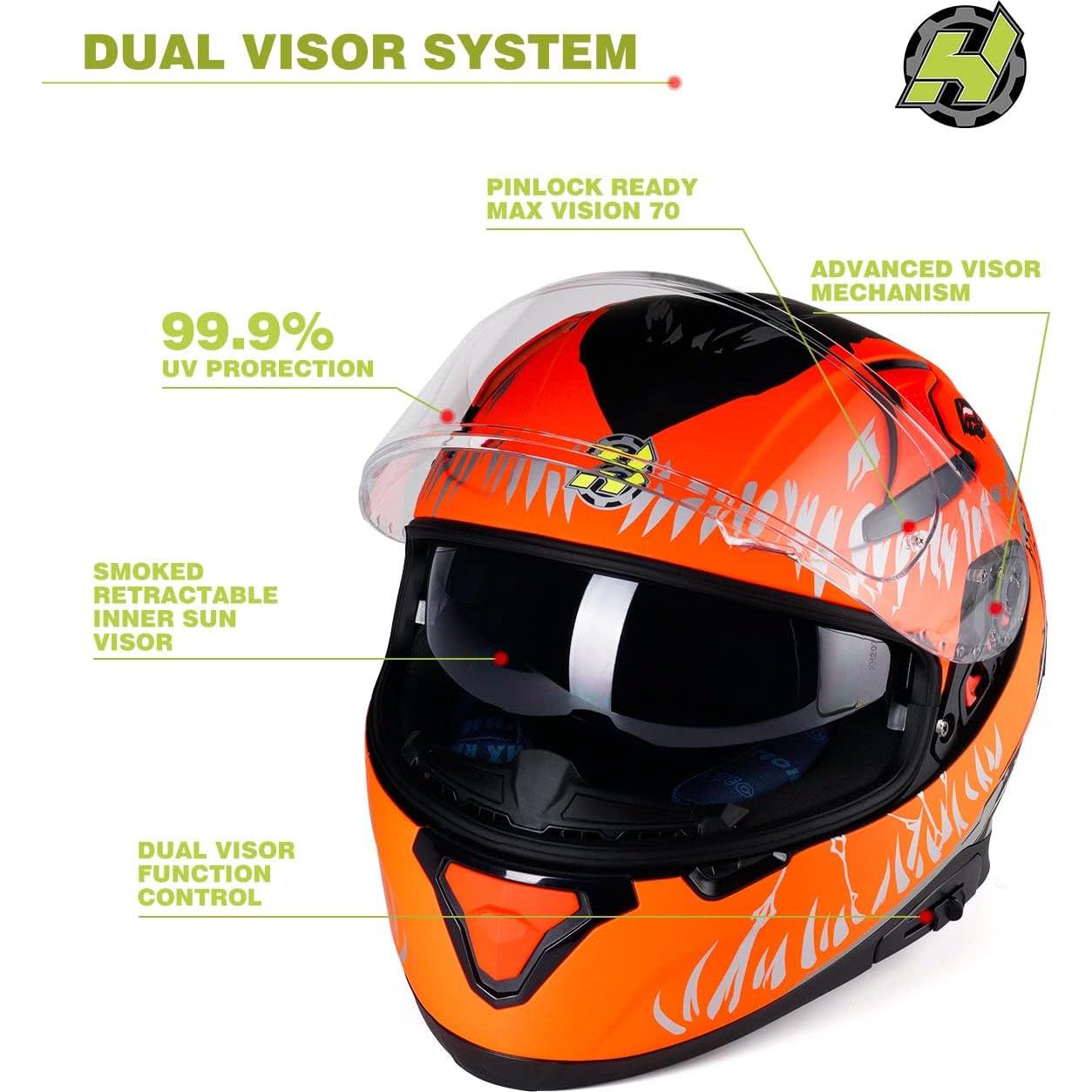 Casco HAX Impulse Mediano Naranja con Visor Pinlock