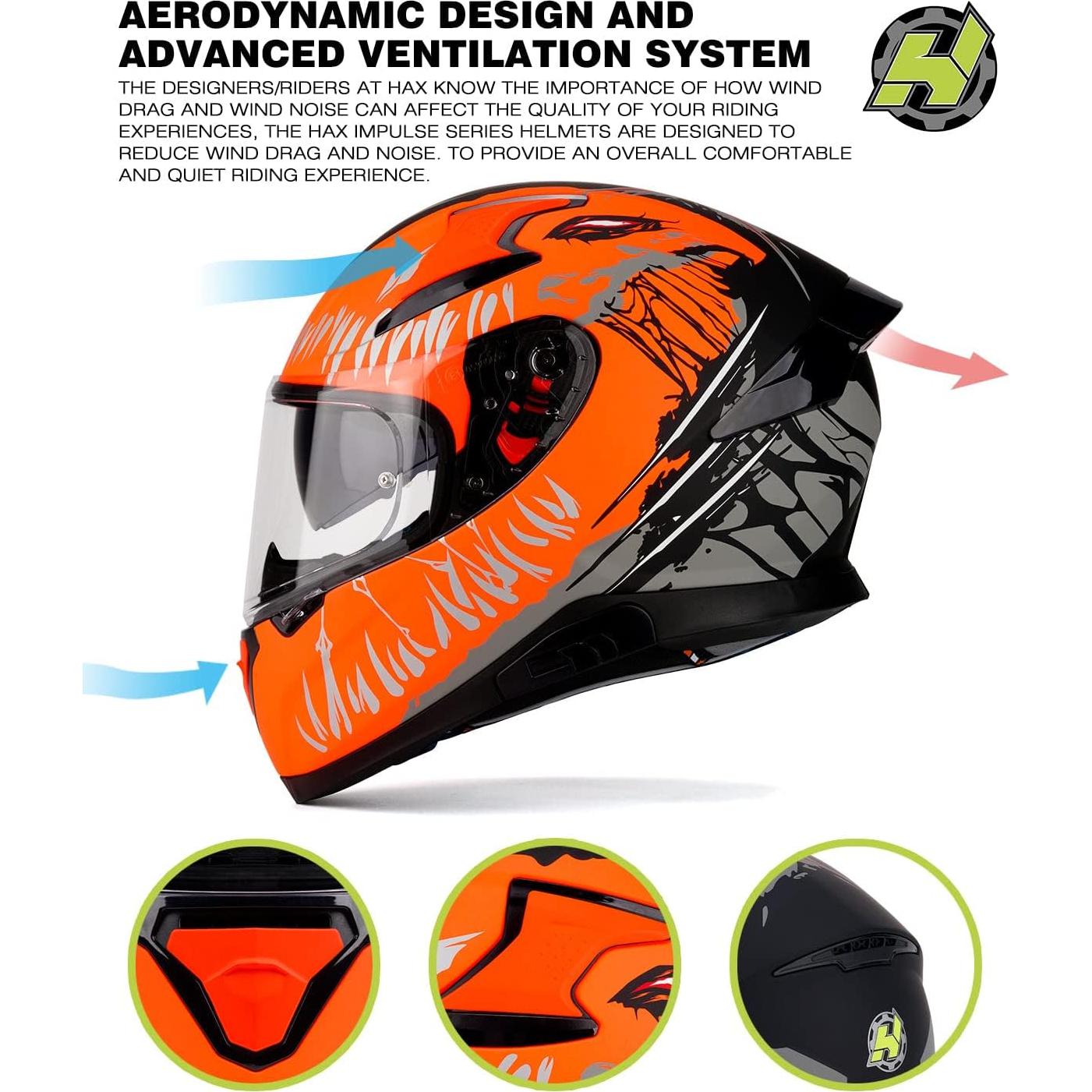 Casco HAX Impulse Mediano Naranja con Visor Pinlock
