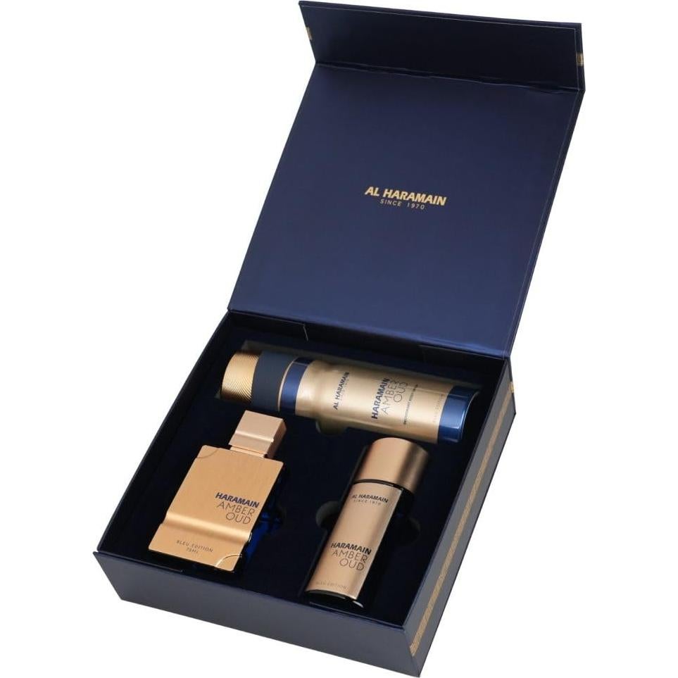 Set de Regalo Al Haramain Ámbar Oud Bleu Unisex - 3 Piezas EDP