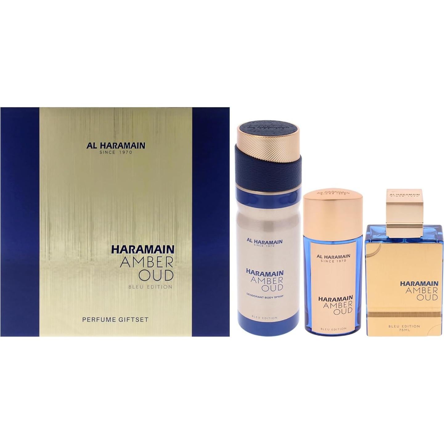 Set de Regalo Al Haramain Ámbar Oud Bleu Unisex - 3 Piezas EDP