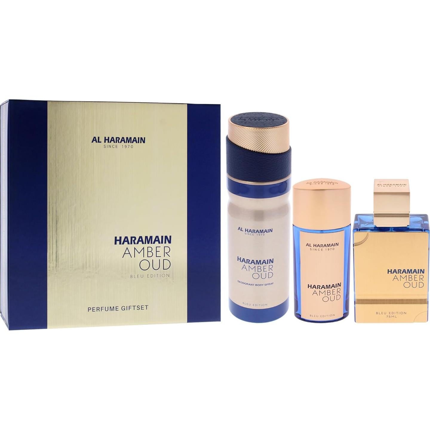 Set de Regalo Al Haramain Ámbar Oud Bleu Unisex - 3 Piezas EDP