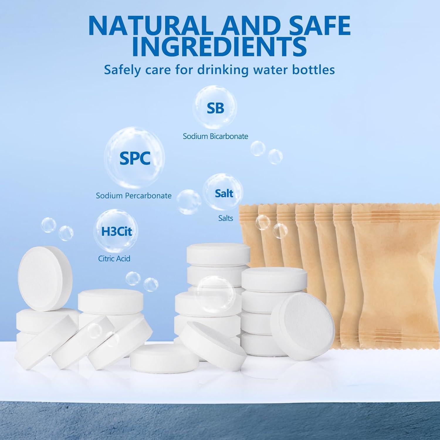 Tabletas de Limpieza USKICH para Botellas de Agua - 48 Unidades