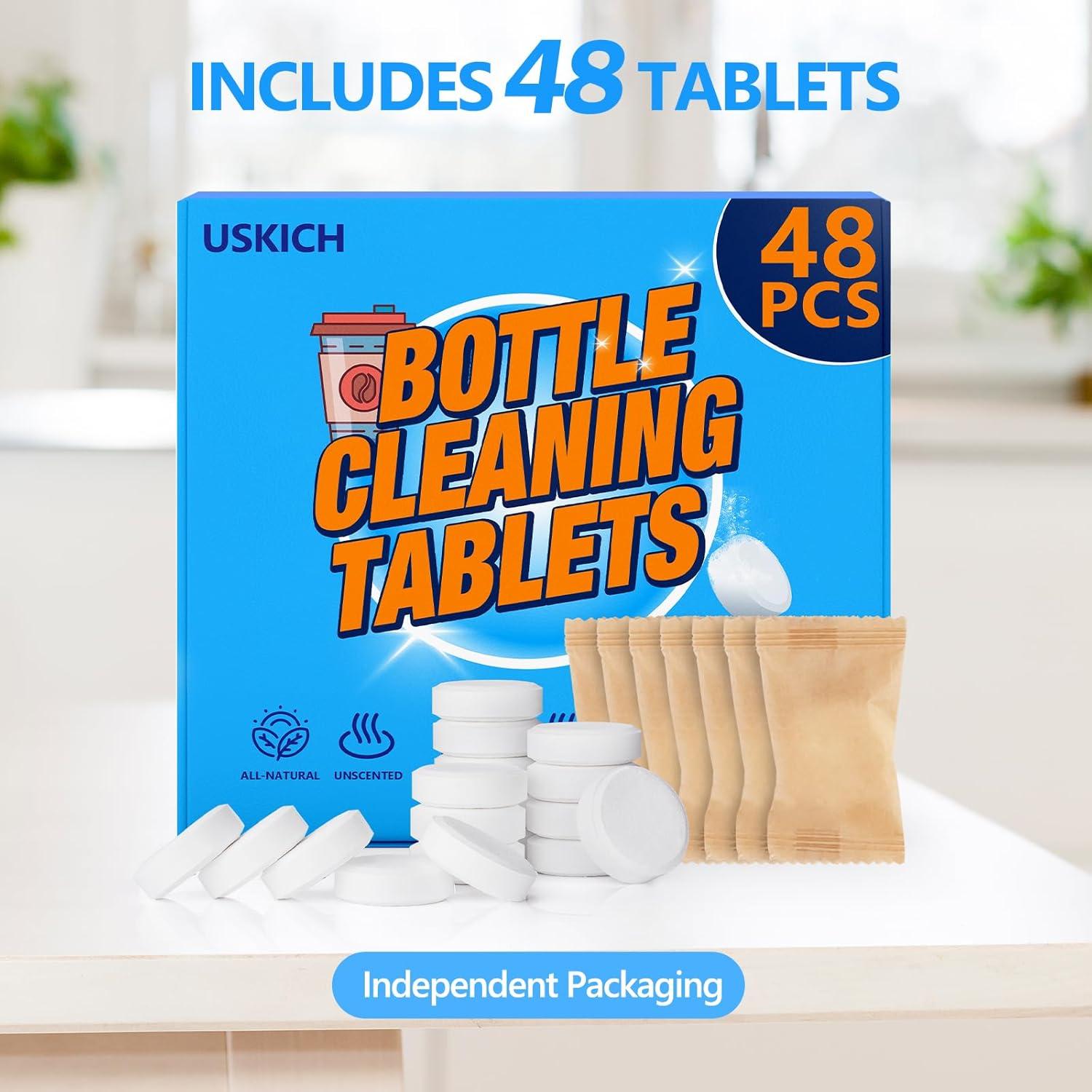 Tabletas de Limpieza USKICH para Botellas de Agua - 48 Unidades