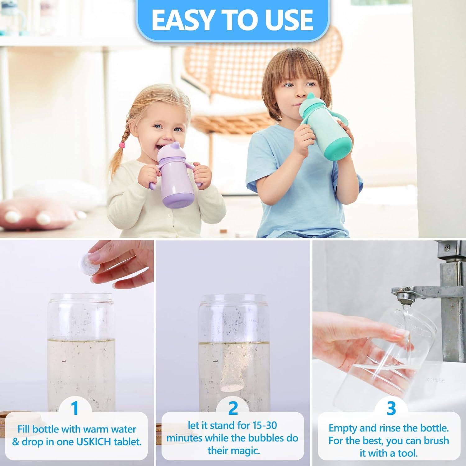 Tabletas de Limpieza USKICH para Botellas de Agua - 48 Unidades