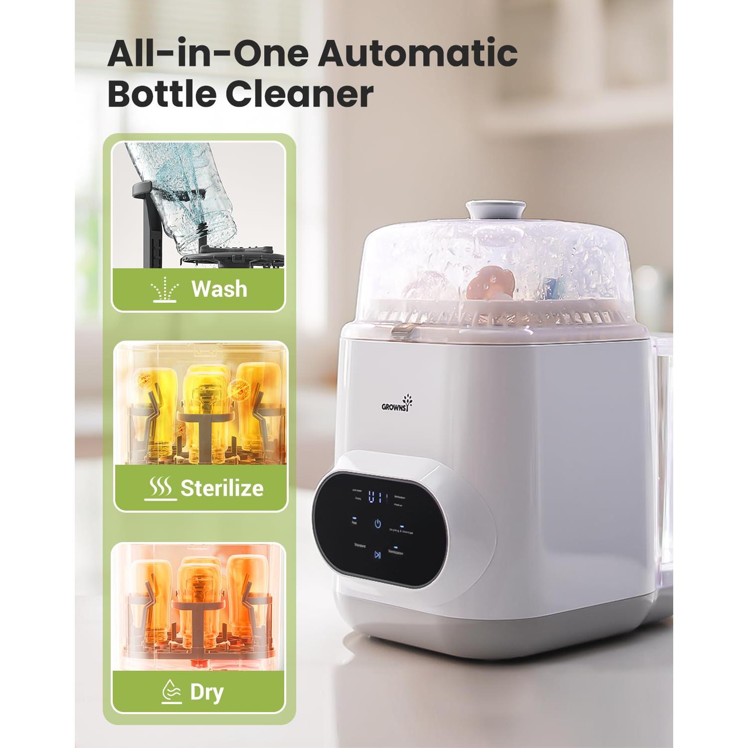 Lavadora de Botellas Grownsy Pro | Esterilizador y Secador 4 en 1