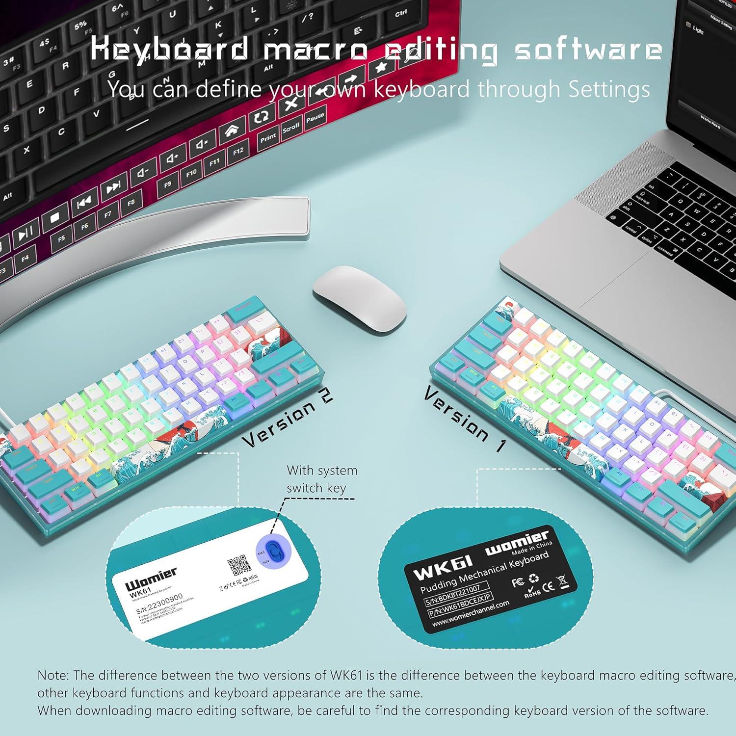 Teclado Mecánico Womier WK61 RGB 60% Hot-Swappable Azul