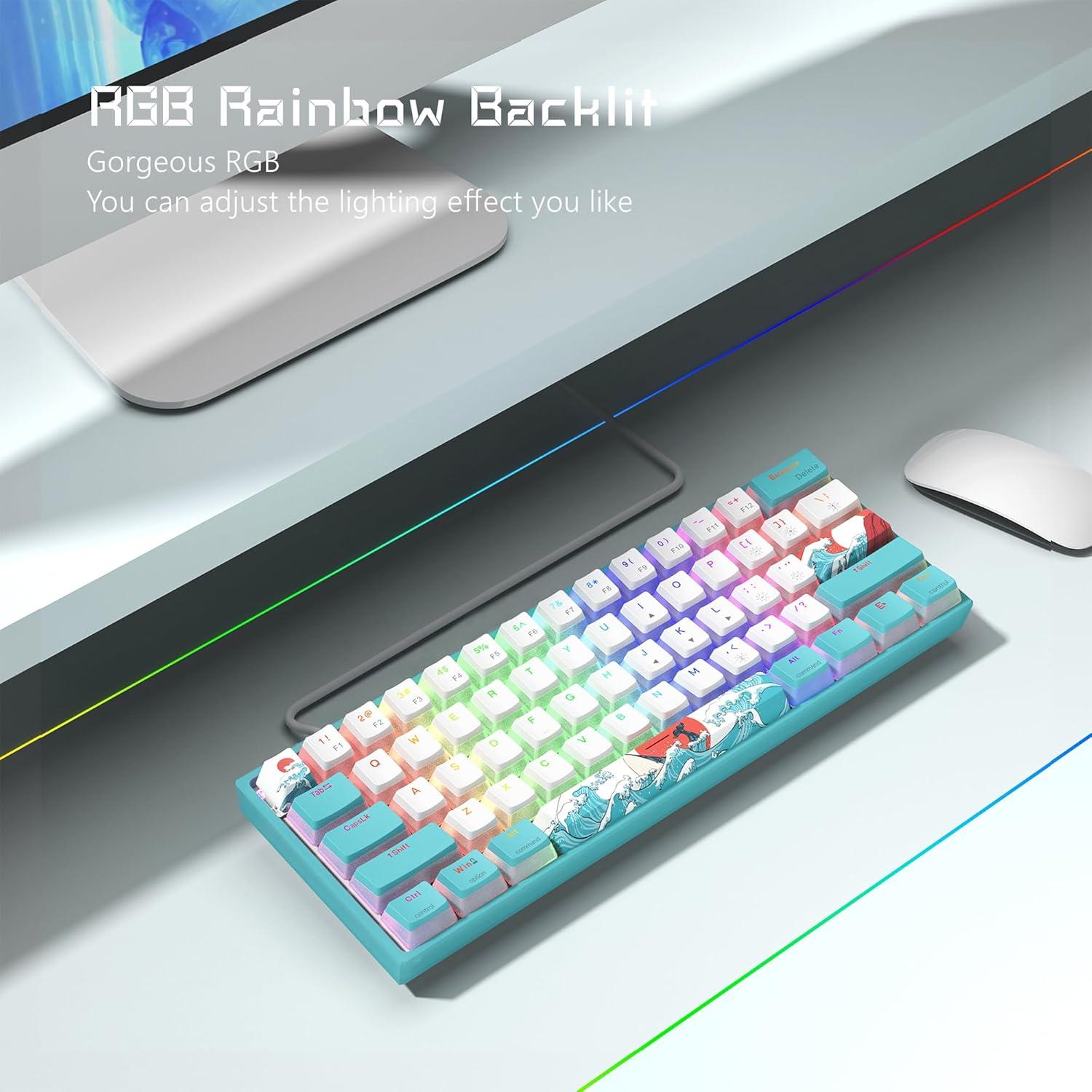 Teclado Mecánico Womier WK61 RGB 60% Hot-Swappable Azul