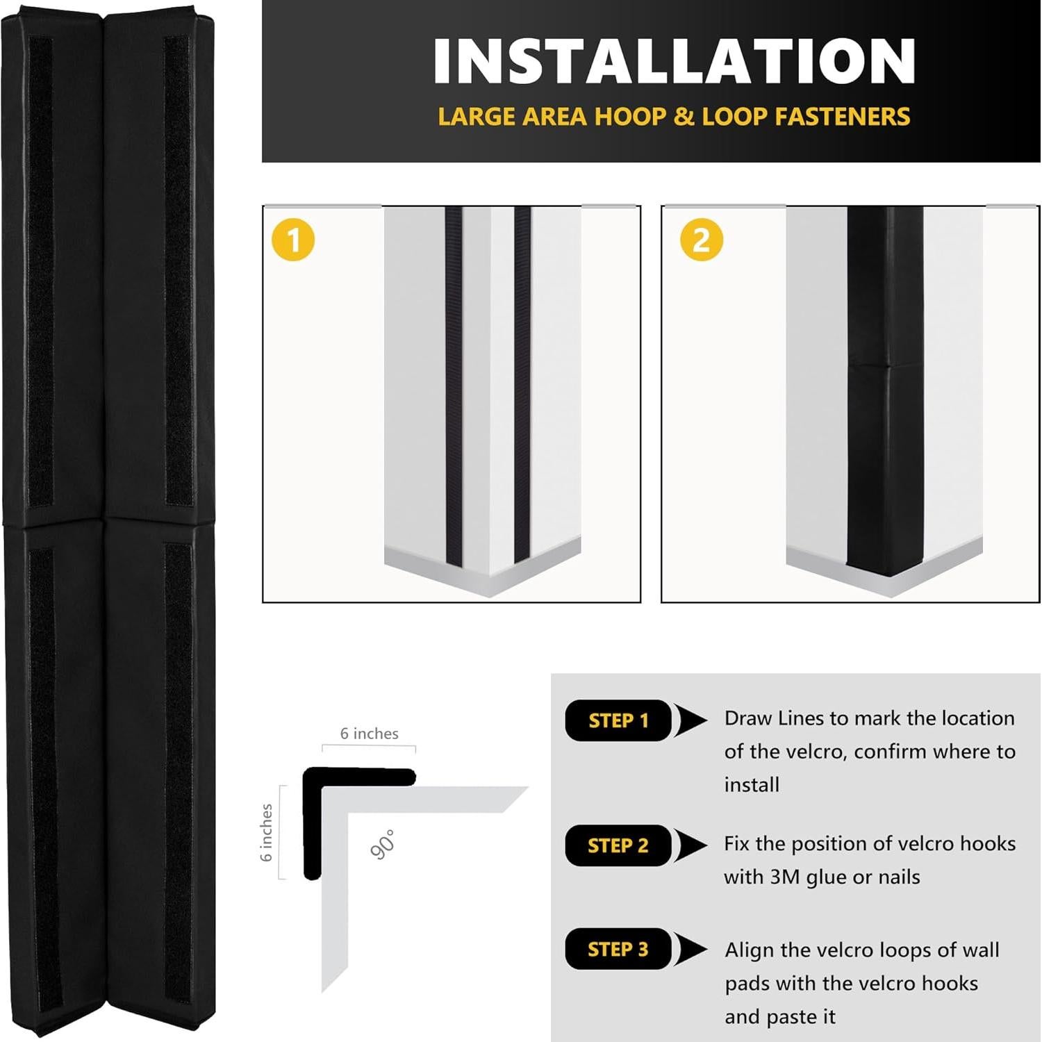 Protectores de Esquinas de Pared PHENEPUS 1.52m Negro