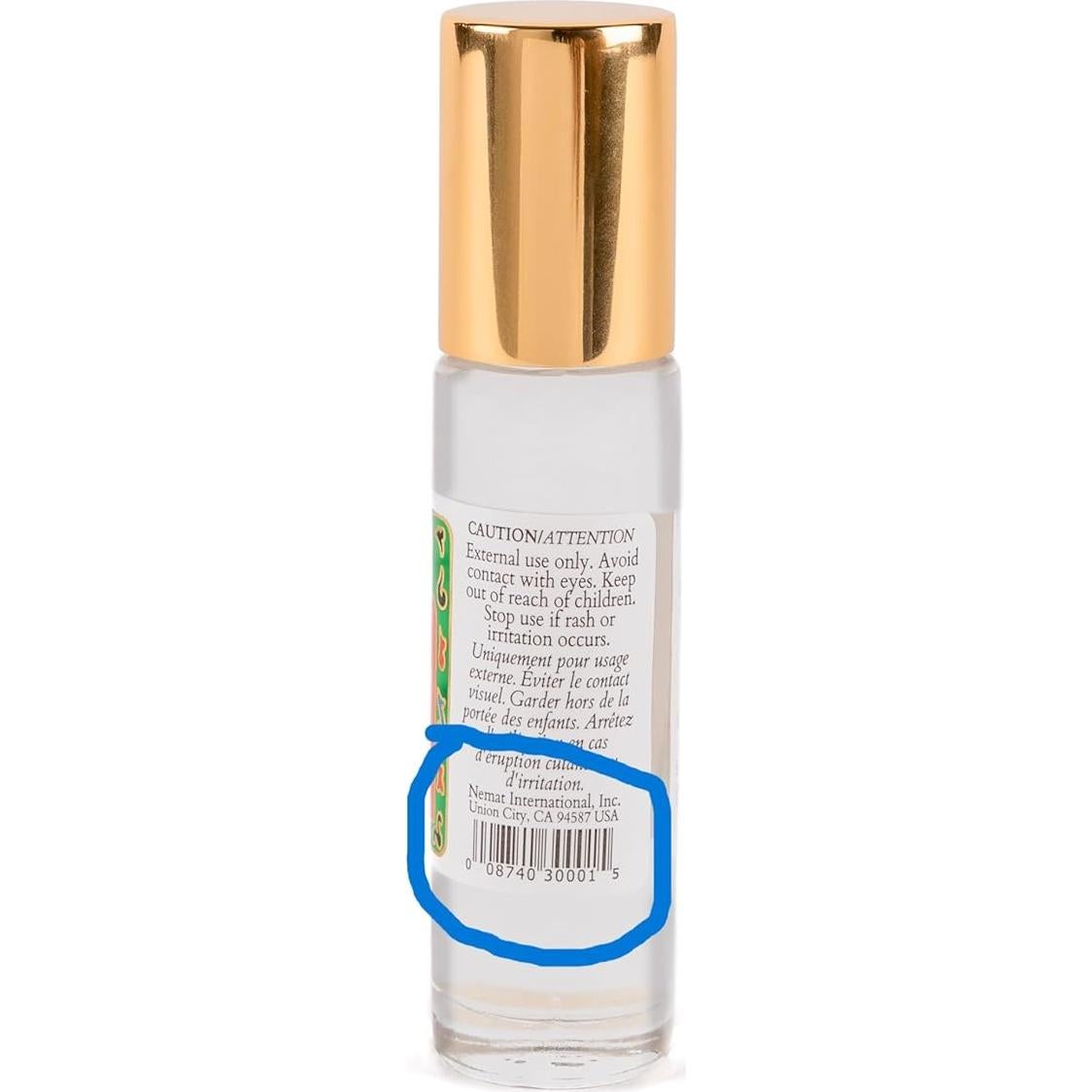 Aceite de Perfume Ámbar Roll-On Nemat 10 ml Sin Alcohol