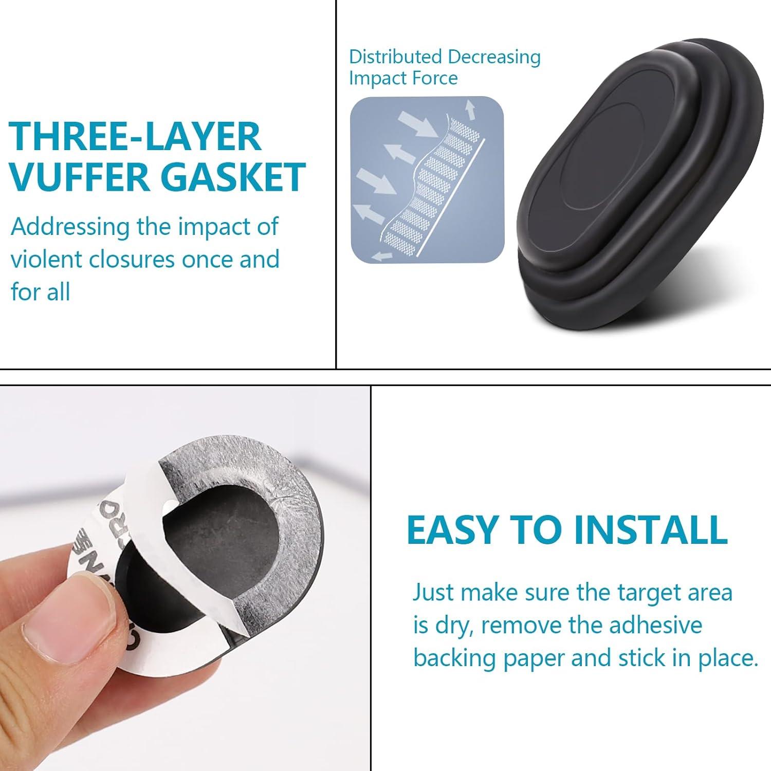 Amortiguador de Puerta de Coche Wuyaoyao 8PCS Silicona Negra