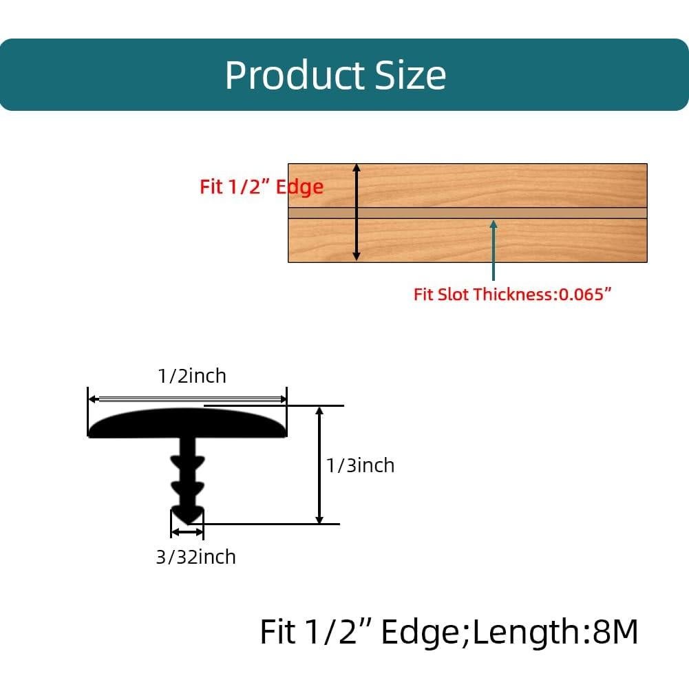 Moldura de goma T Tintvent 1/2" (8 m) negra para bricolaje