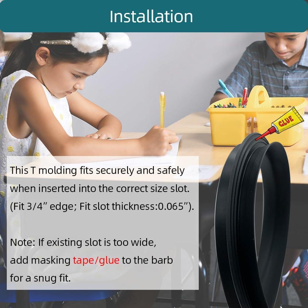 Moldura de goma T Tintvent 1/2" (8 m) negra para bricolaje