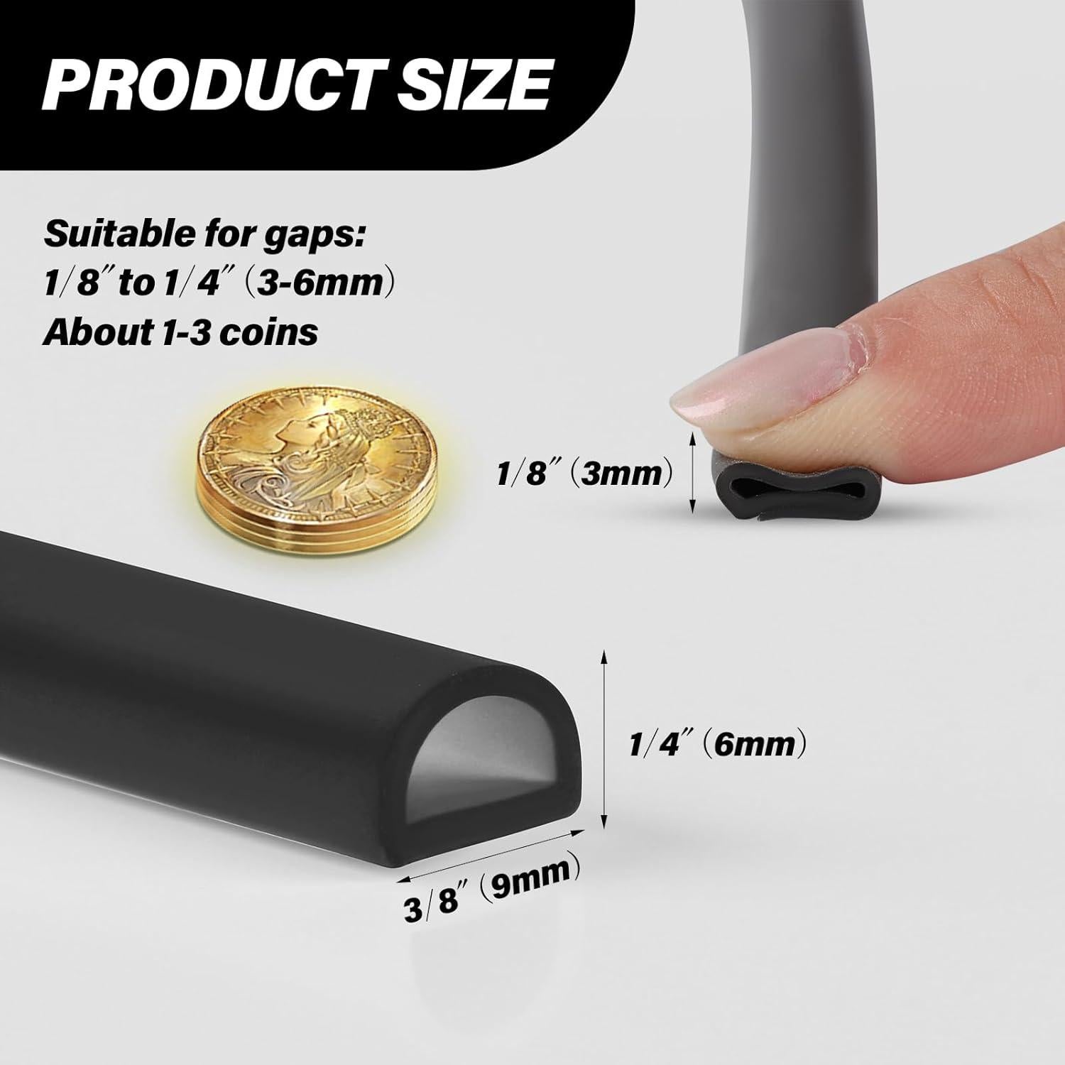 Sello de Puerta de Silicona Neyway 12.19m Autoadhesivo Negro