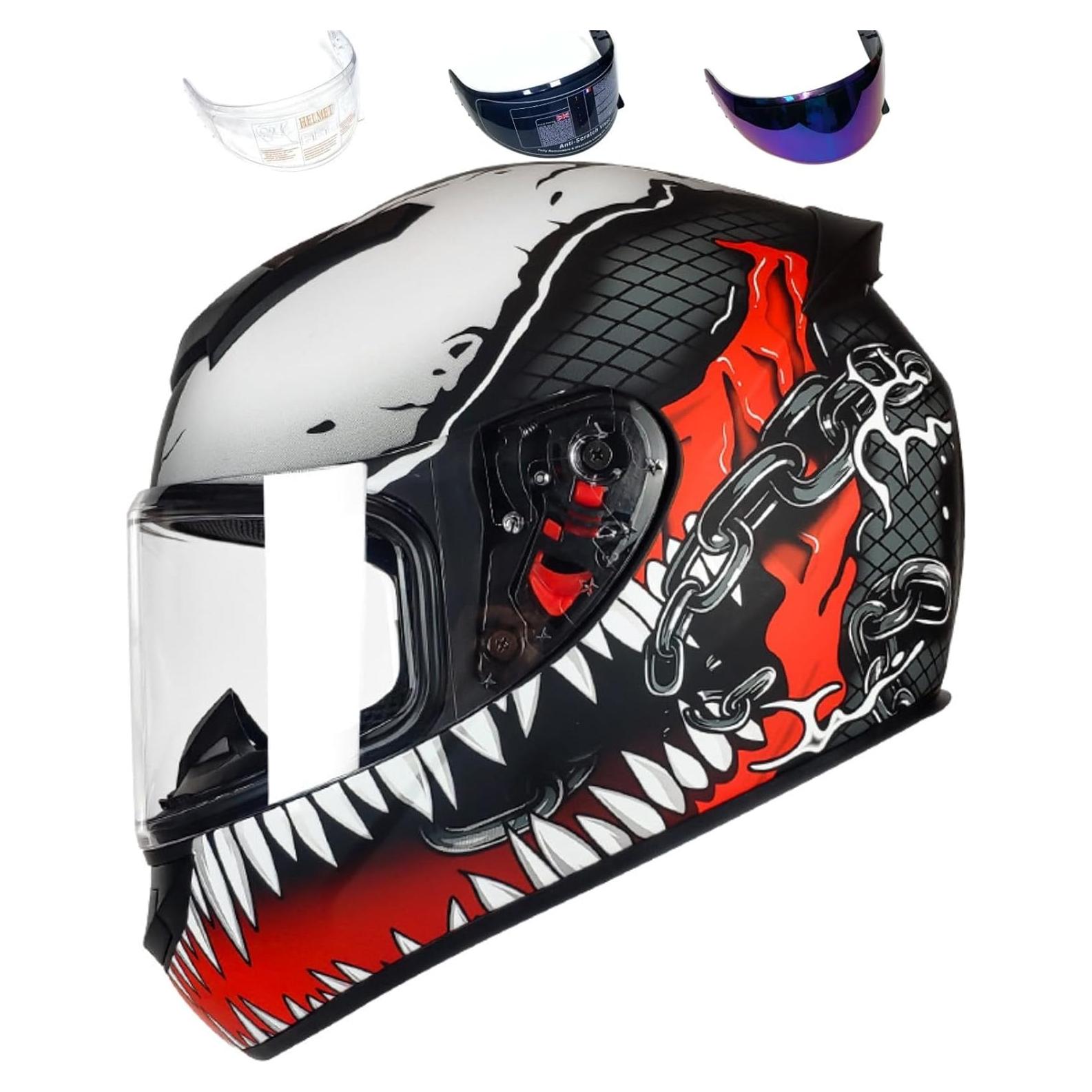 Casco de Motocicleta Integral HTLNUZD con Visores Intercambiables