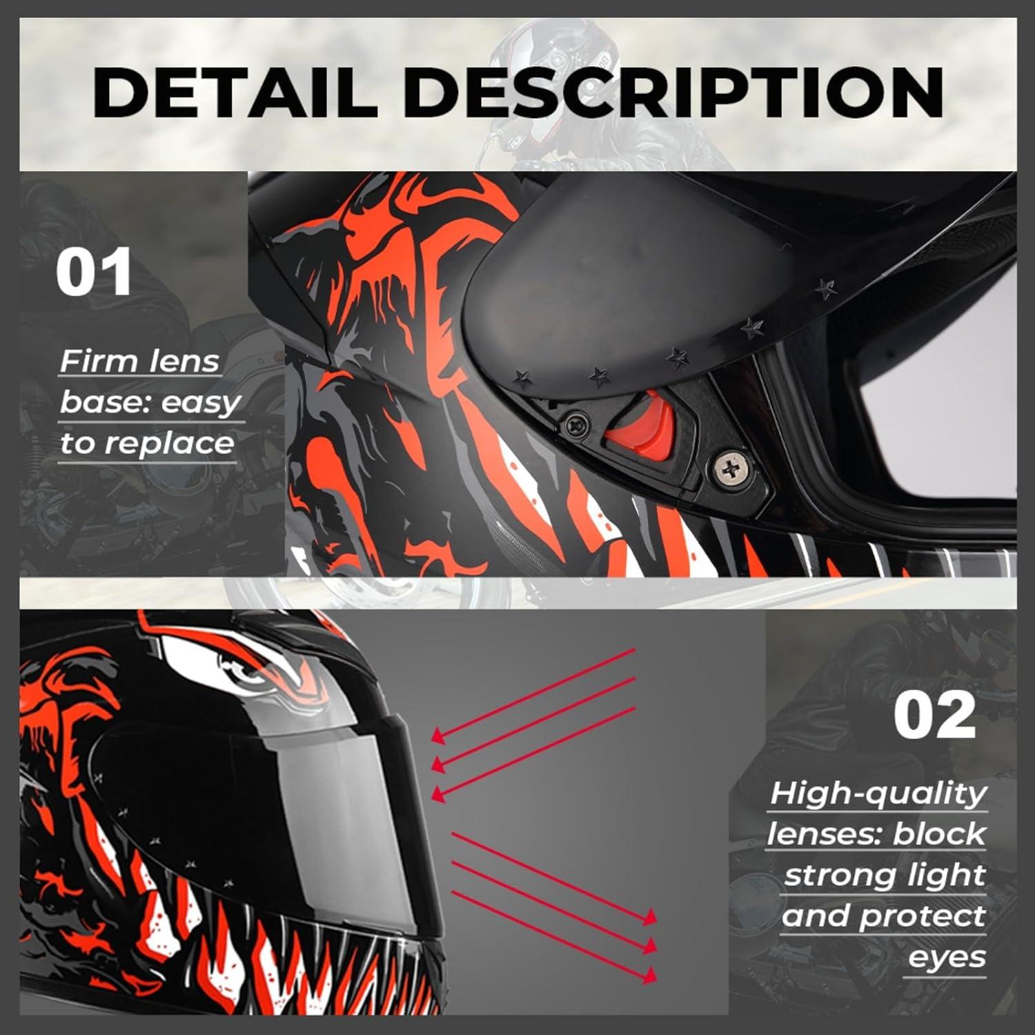 Casco de Motocicleta Integral HTLNUZD con Visores Intercambiables