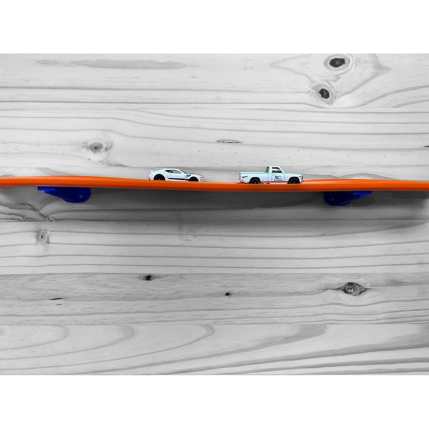 Soporte de Pared para Pistas Hot Wheels - 2 Carriles Azul