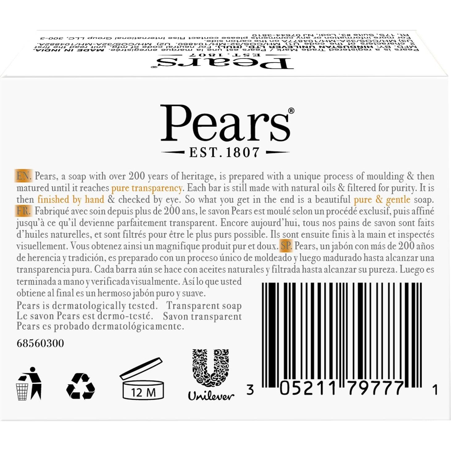 Jabón de Glicerina Pears Ámbar 100g x2 - Hidratante Natural