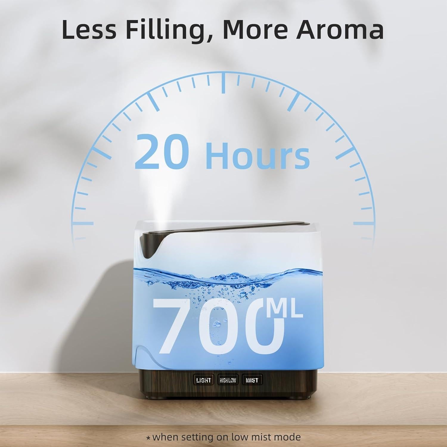 Difusor de Aceite Esencial ASAKUKI AD004 700ml Madera Marrón