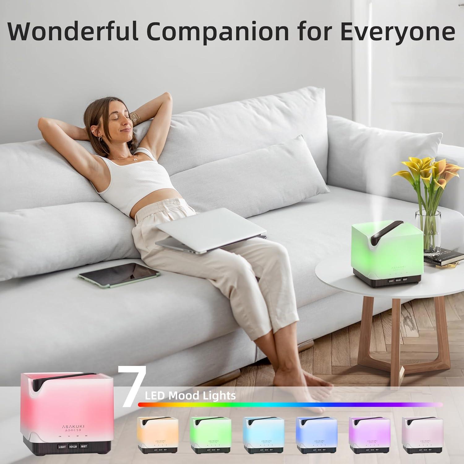 Difusor de Aceite Esencial ASAKUKI AD004 700ml Madera Marrón