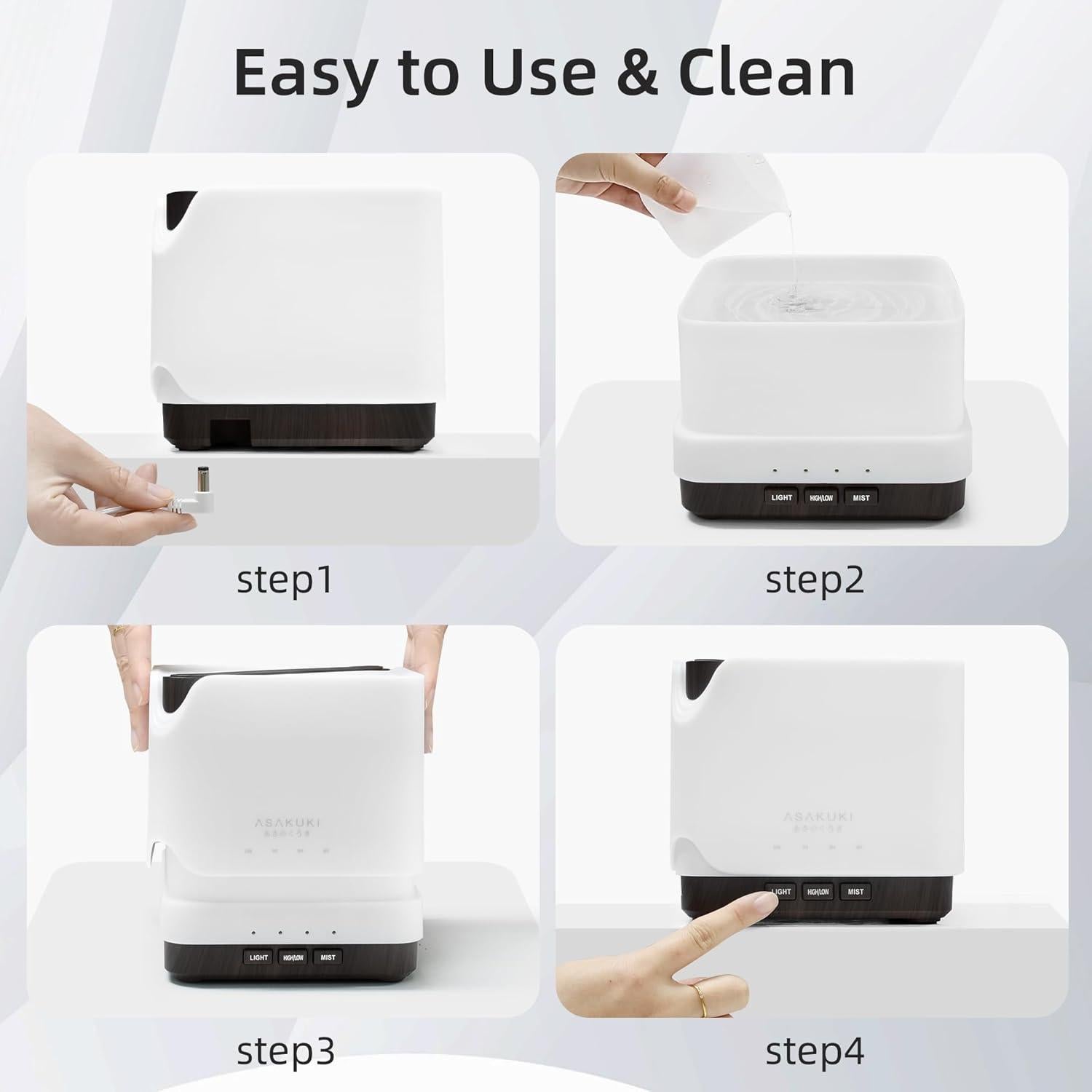 Difusor de Aceite Esencial ASAKUKI AD004 700ml Madera Marrón