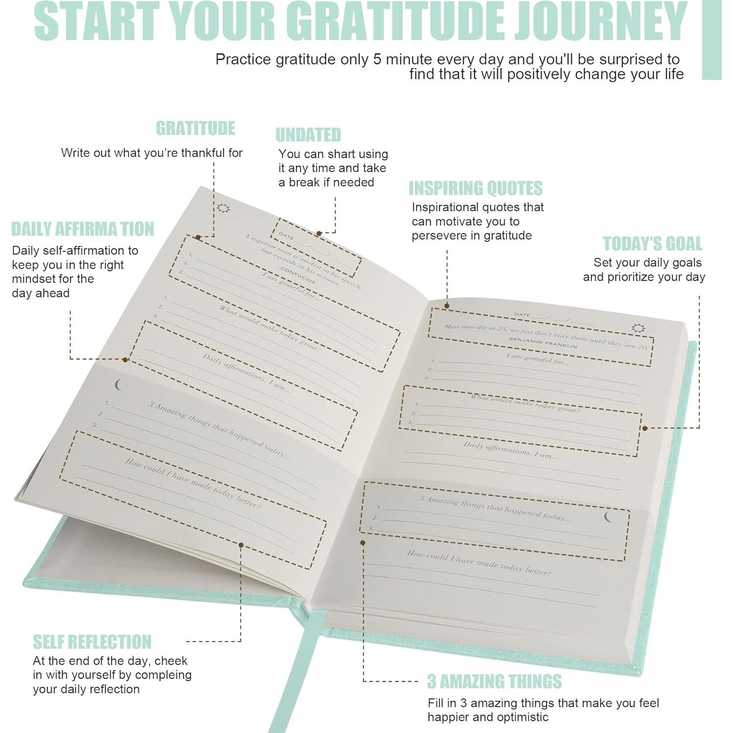 Diario de Gratitud EMOMAS A5 Azul Claro - Planificador de Vida