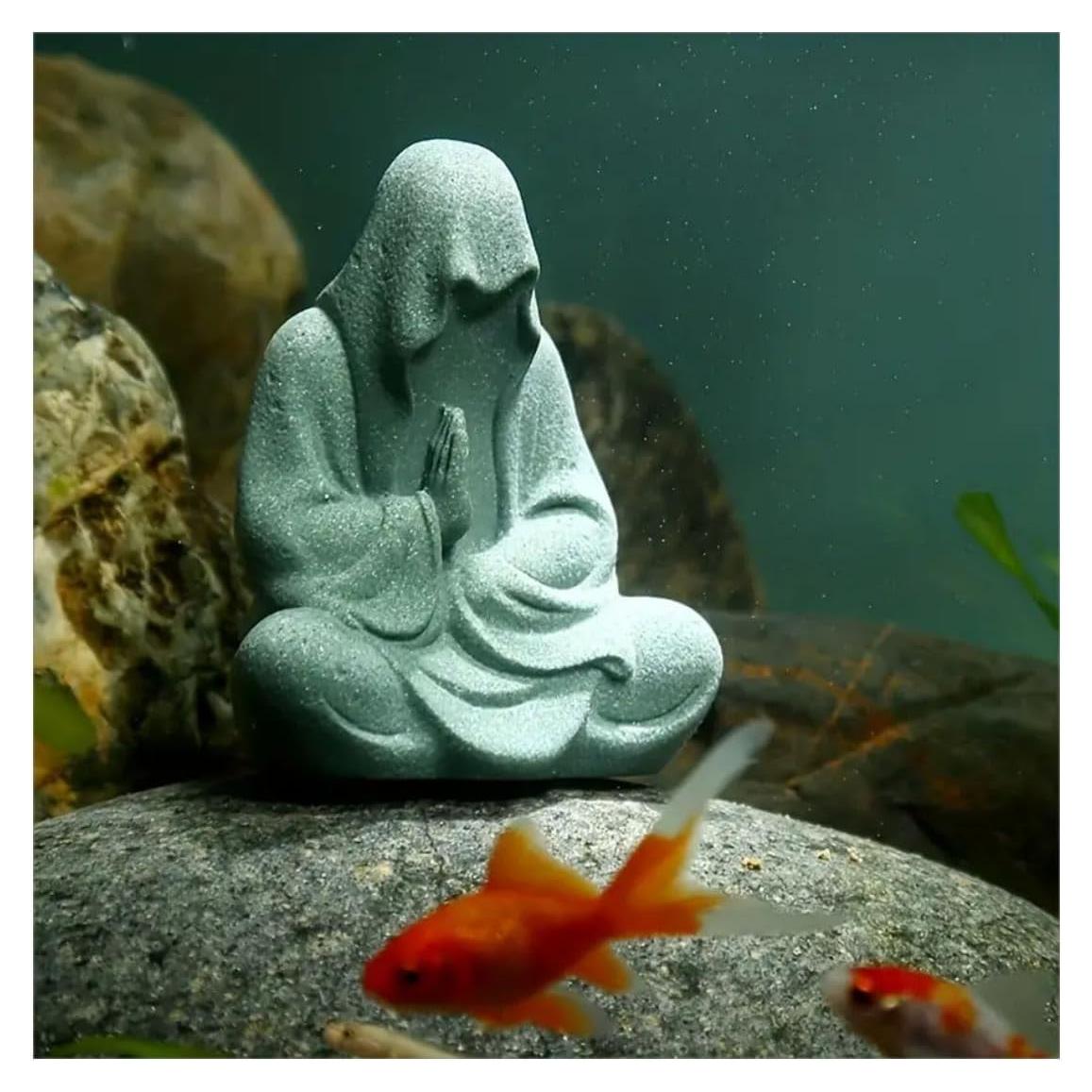 Estatua de Buda de arenisca Livelyfish para acuario 10.7 cm