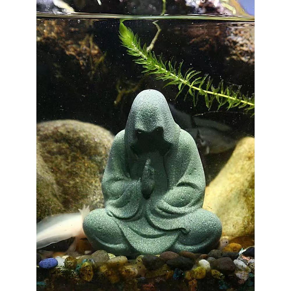 Estatua de Buda de arenisca Livelyfish para acuario 10.7 cm
