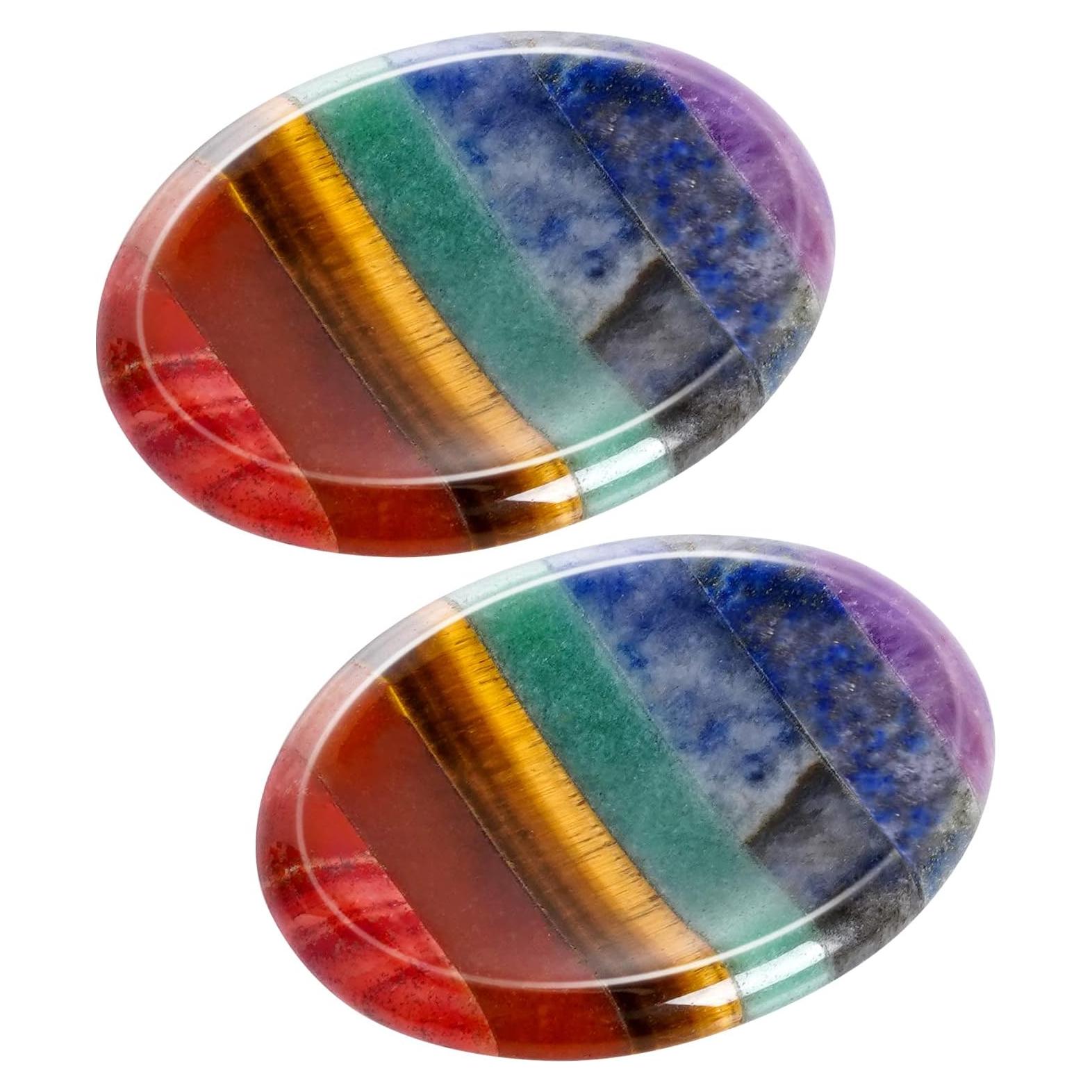 Juego de 2 Piedras de Pulgar Natural Marrywindix 7 Chakras
