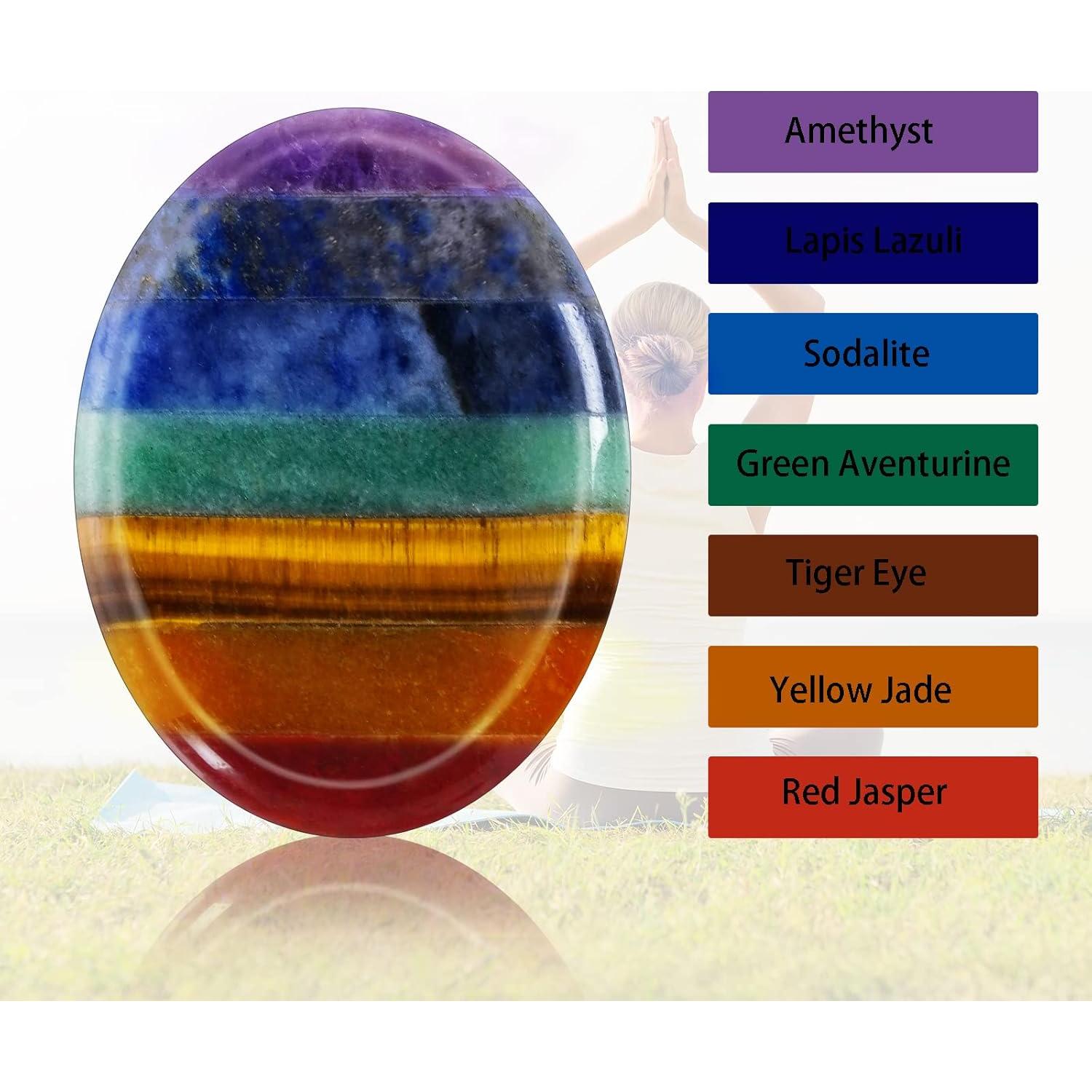 Juego de 2 Piedras de Pulgar Natural Marrywindix 7 Chakras