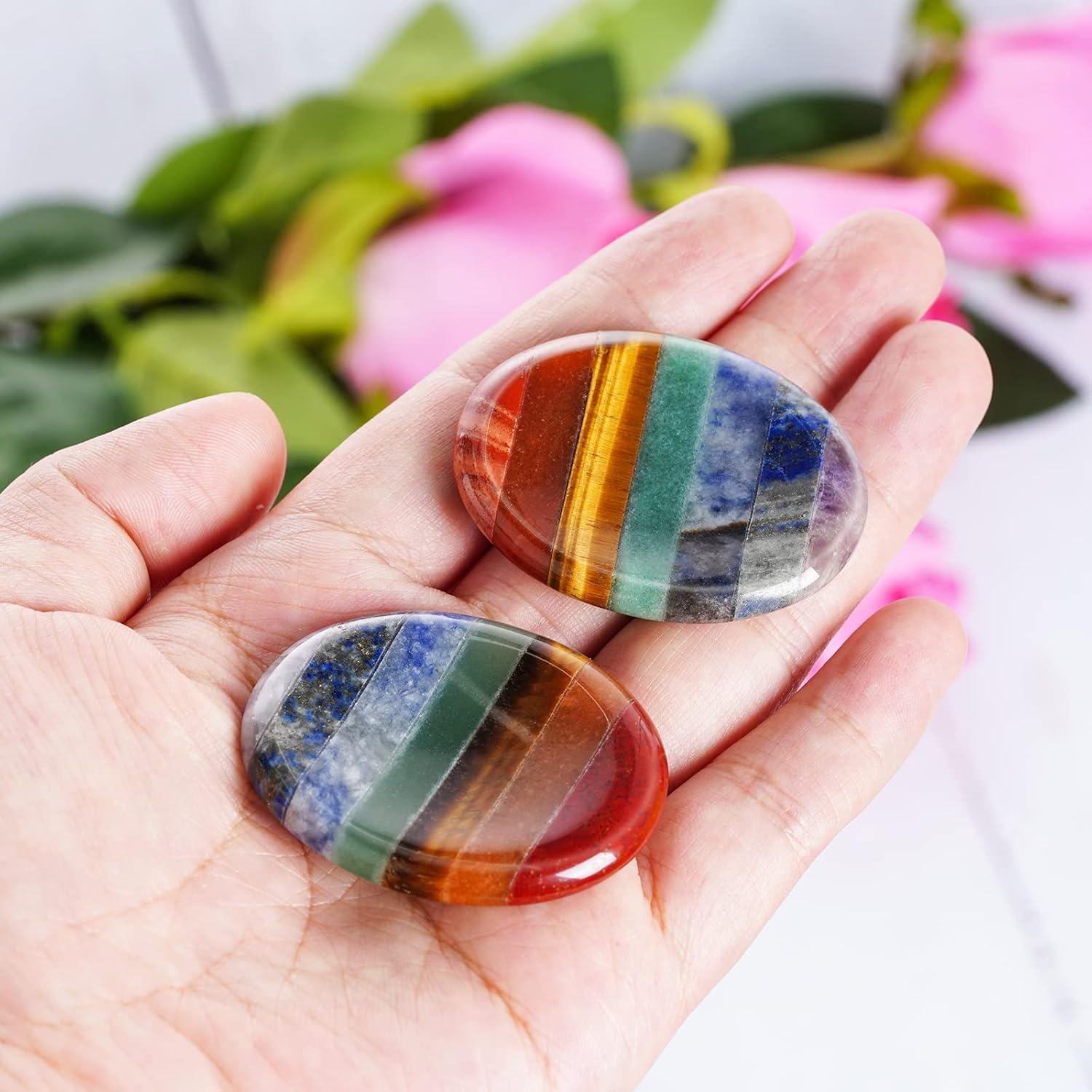 Juego de 2 Piedras de Pulgar Natural Marrywindix 7 Chakras