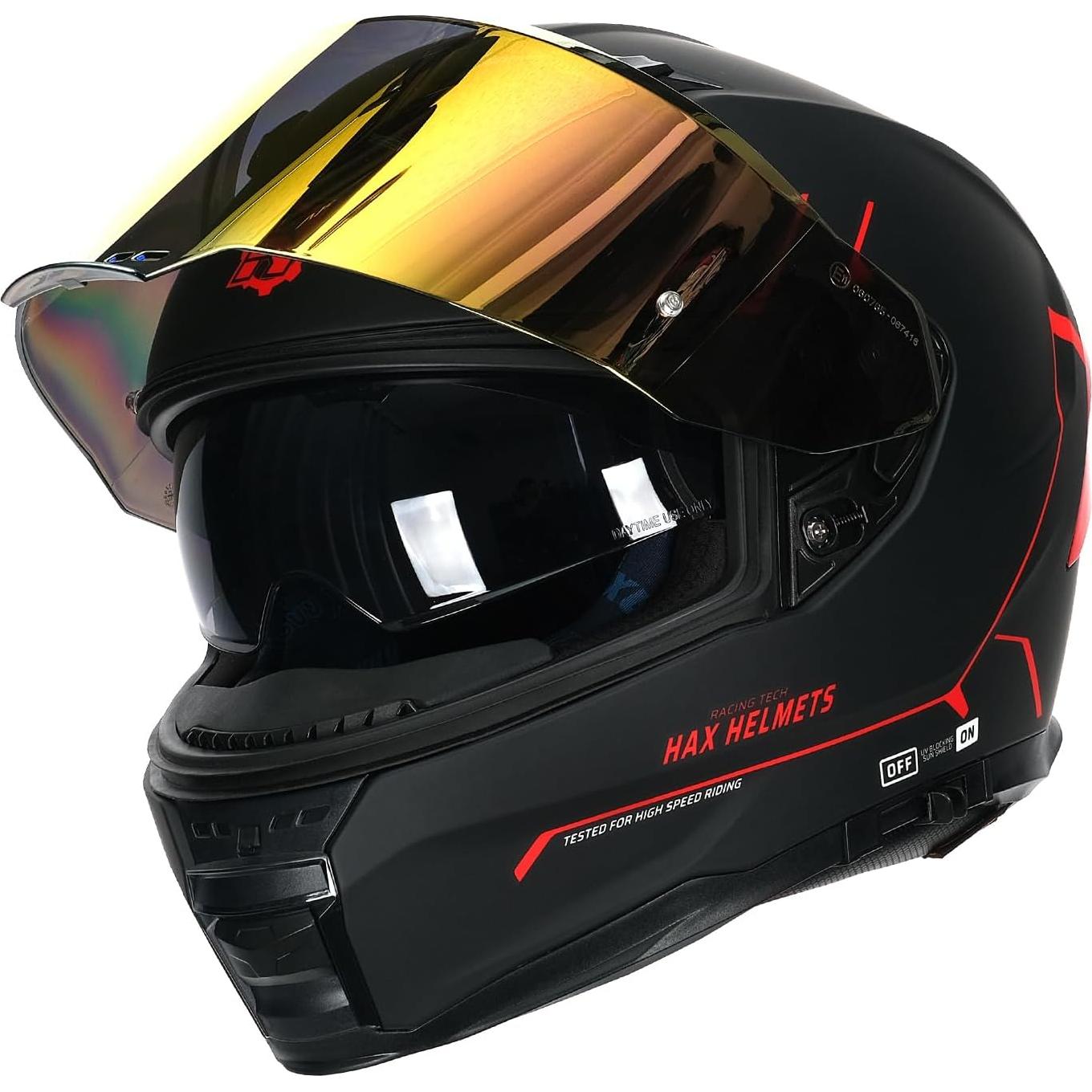 Casco HAX Force Aerodinámico Doble Visera XL Negro Mate