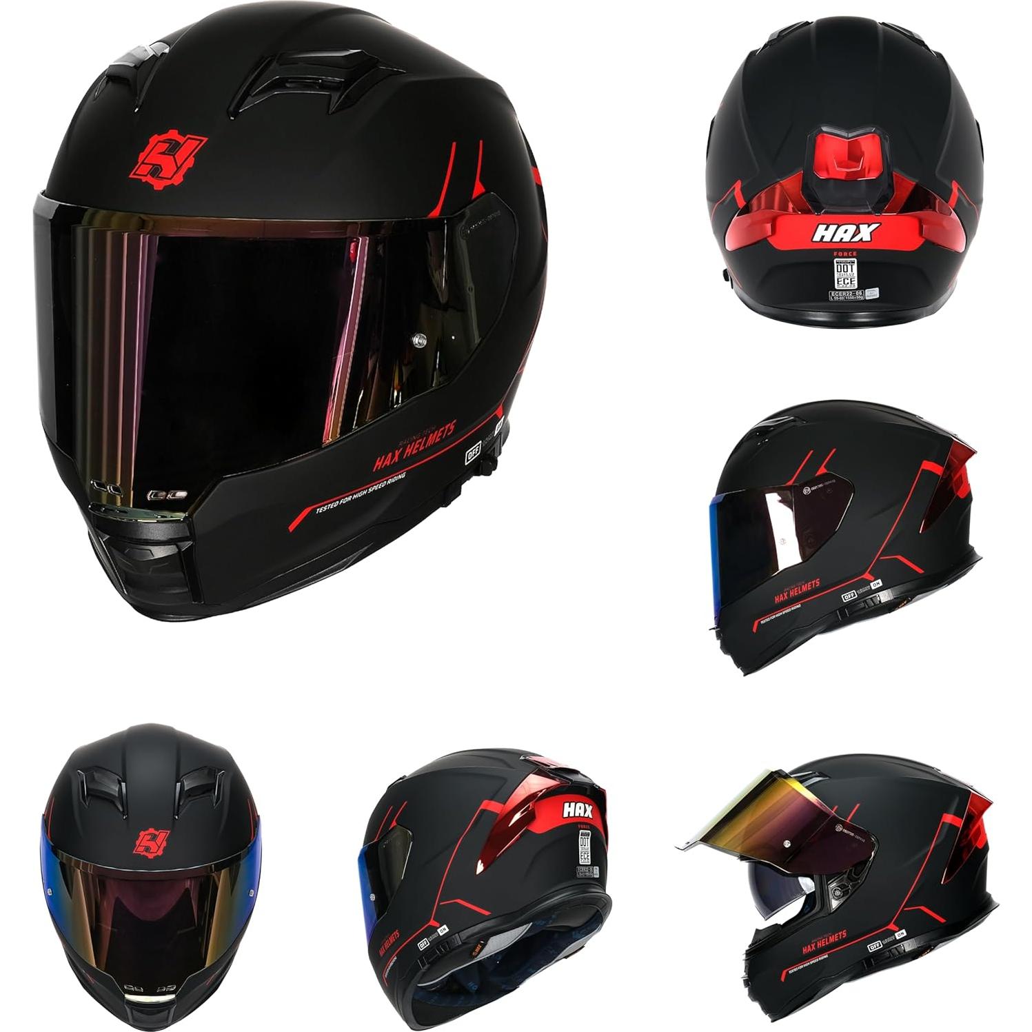 Casco HAX Force Aerodinámico Doble Visera XL Negro Mate